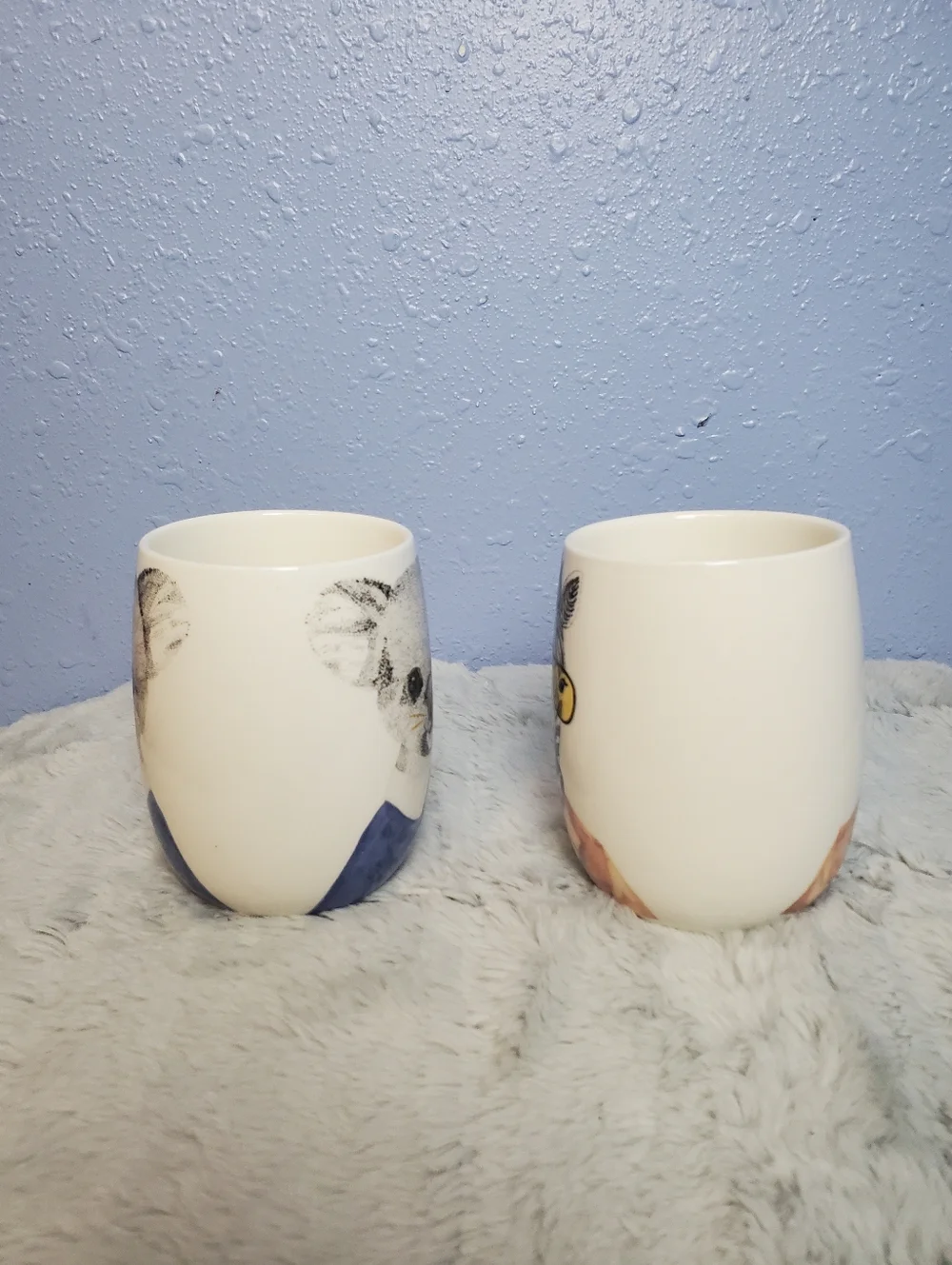 Set of 2 Pier 1 Imports Mugs: Zebra With Gold Handle and Koala With Gold Handle
